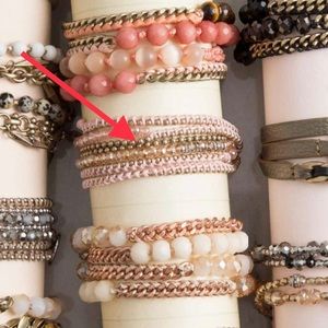Chloe + Isabel Delicate Bead + Chain Multi-Wrap Bracelet semi-precious pale pink